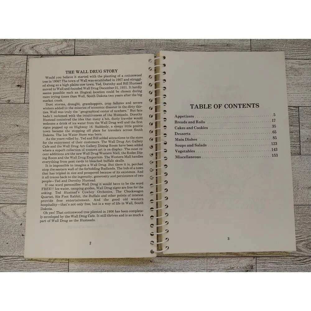 Wall Drug Store Cafe COOKBOOK South Dakota VTG 1980s Souvenir Pecan Rolls Recipe